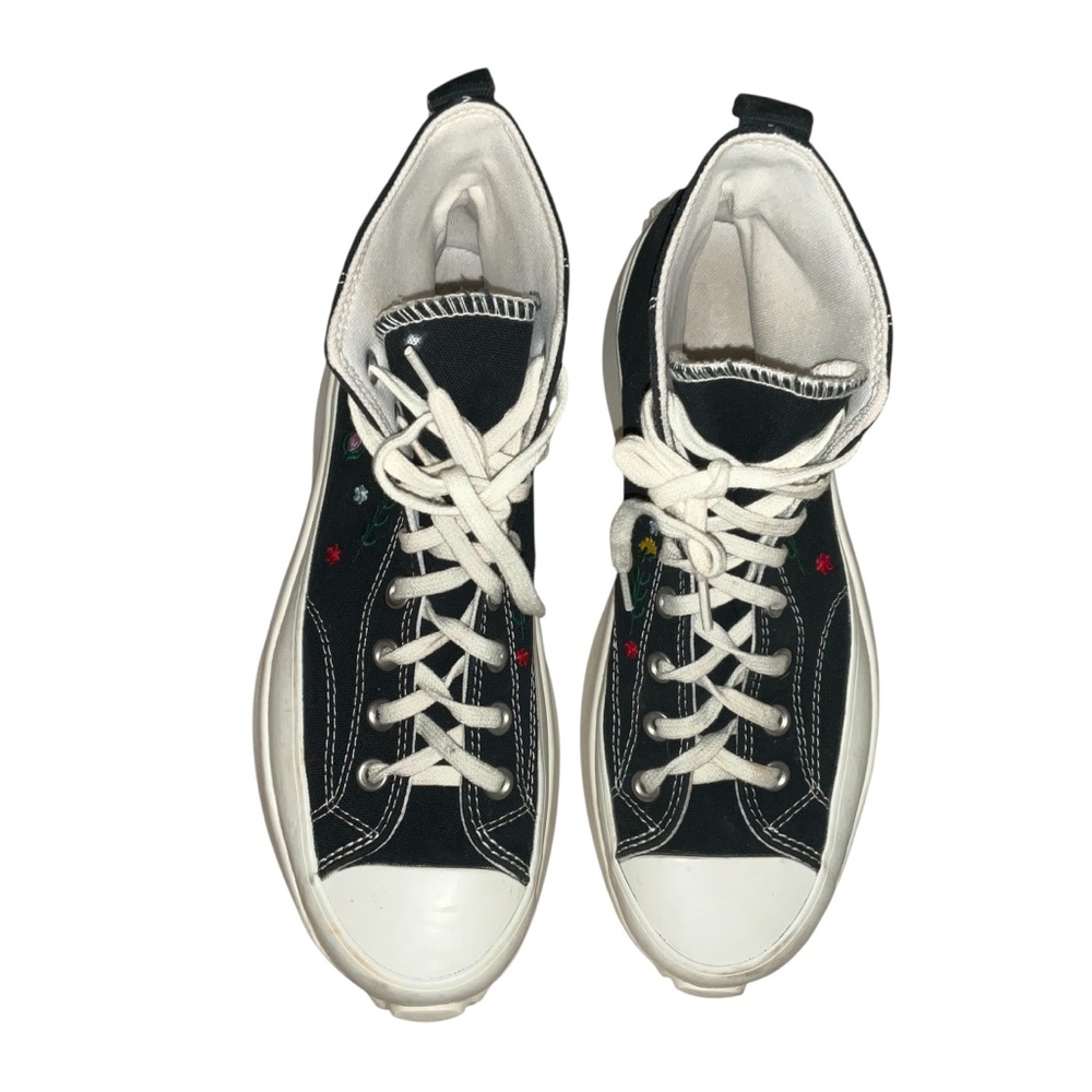 Converse Run Star Hike Hi Floral Embroidery Black Festival Heart Flower